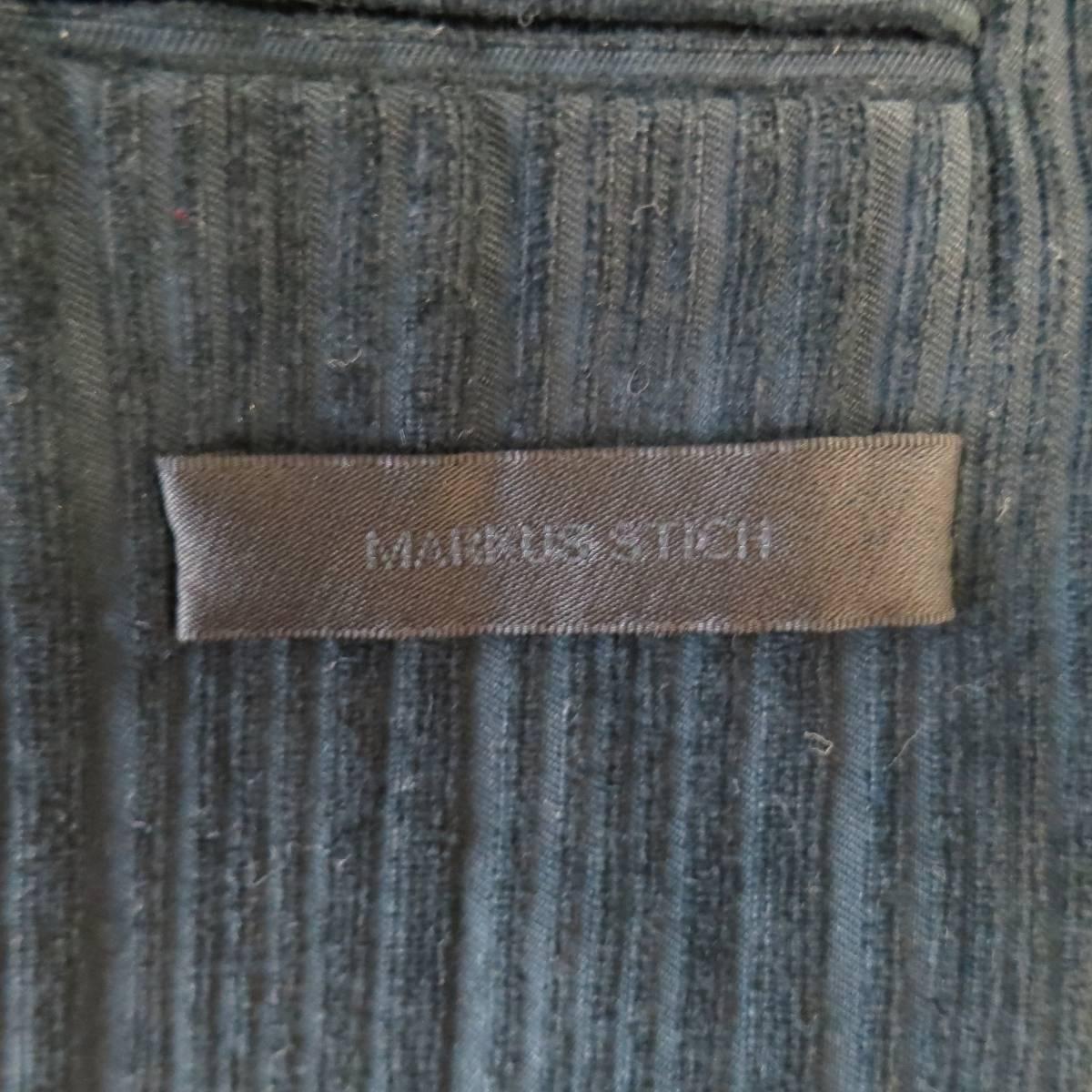 Men's MARKUS STICH Jacket 36 Black Cotton Textured Single Button Notch Lapel 7