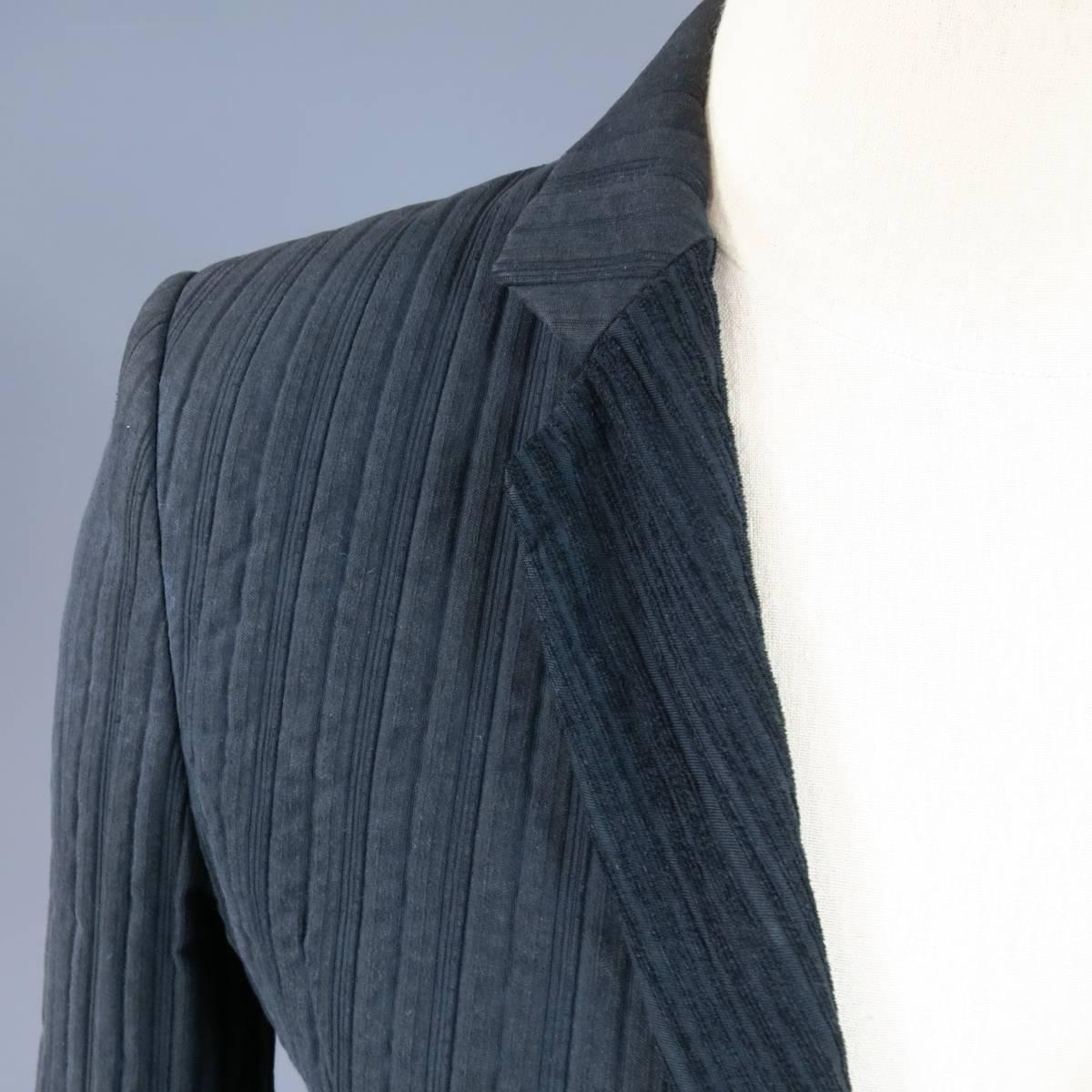 Men's MARKUS STICH Jacket 36 Black Cotton Textured Single Button Notch Lapel In Good Condition In San Francisco, CA