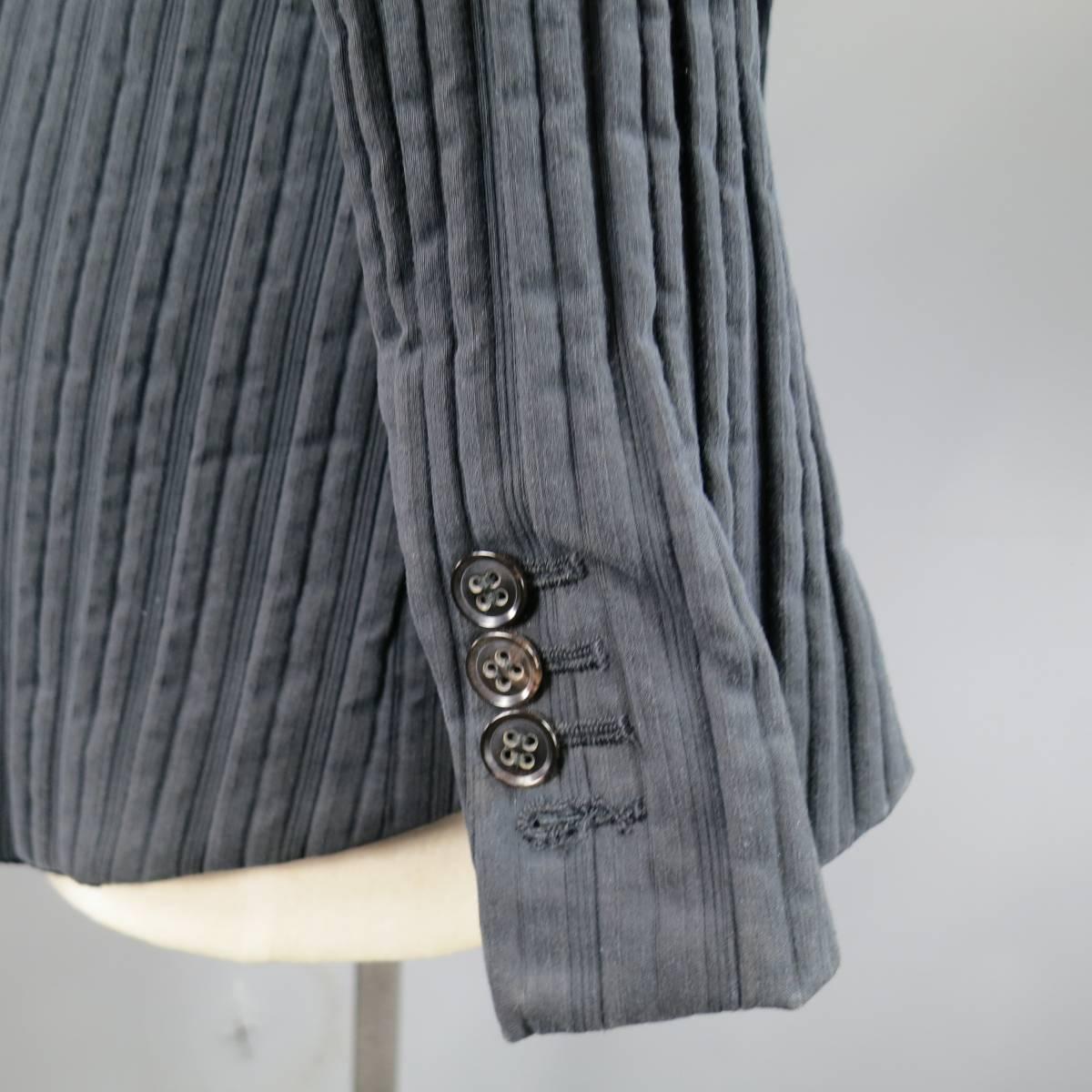 Men's MARKUS STICH Jacket 36 Black Cotton Textured Single Button Notch Lapel 3