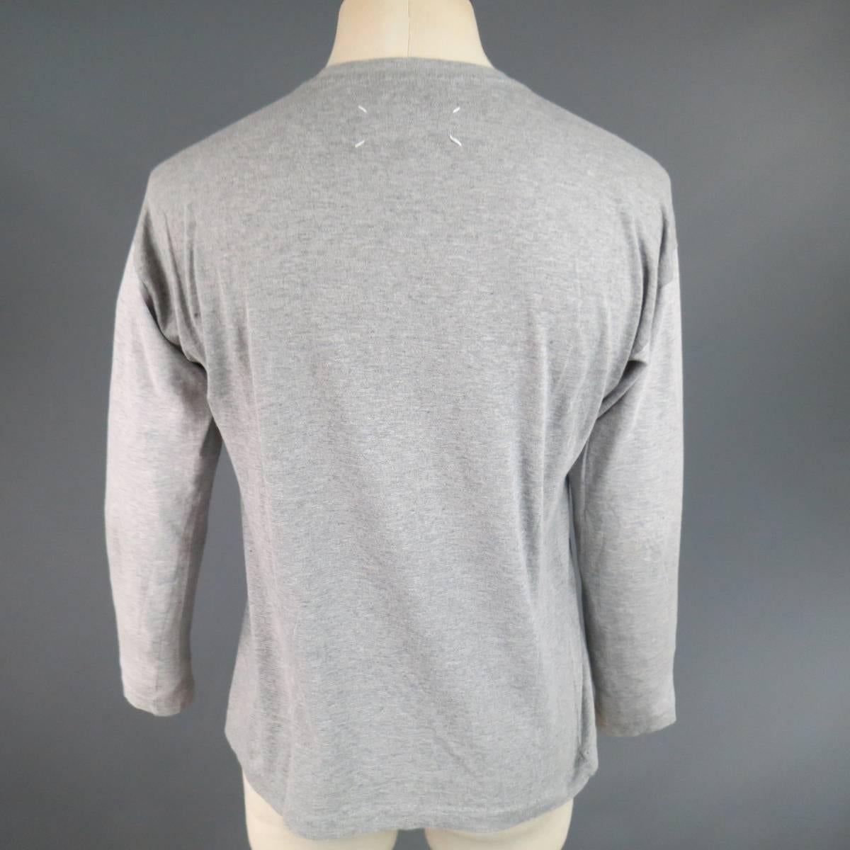 MAISON MARTIN MARGIELA Size M Mixed Heather Grey Cotton Long Sleeve T-Shirt In Good Condition In San Francisco, CA