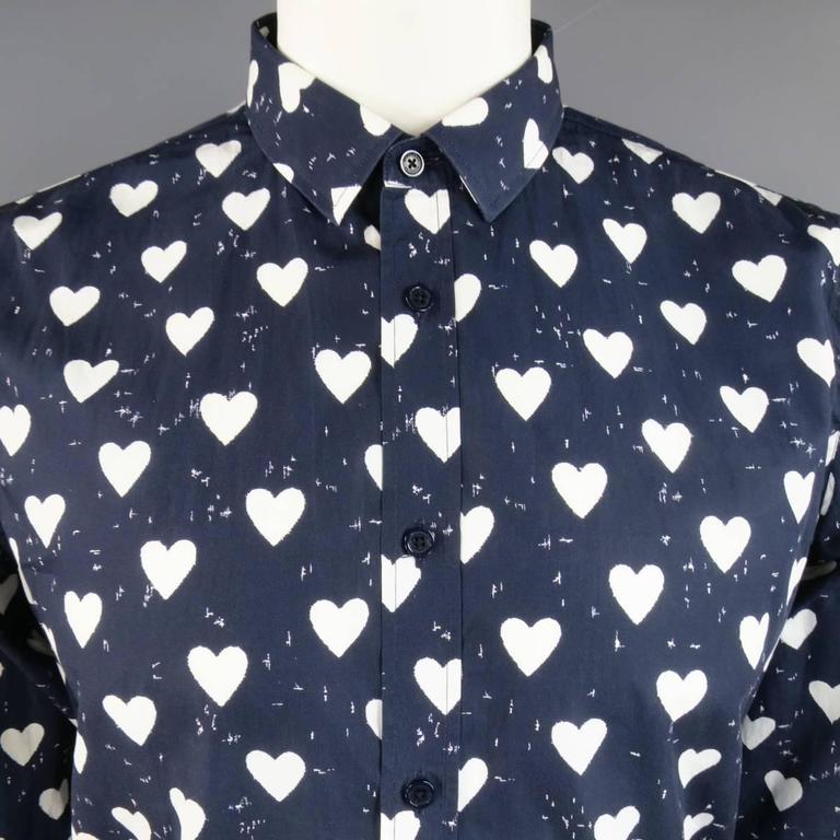 Men's BURBERRY PRORSUM Size L Navy and White Heart Print Cotton Long Sleeve  Shirt at 1stDibs | burberry prorsum shirt, burberry heart print shirt, burberry  heart shirt