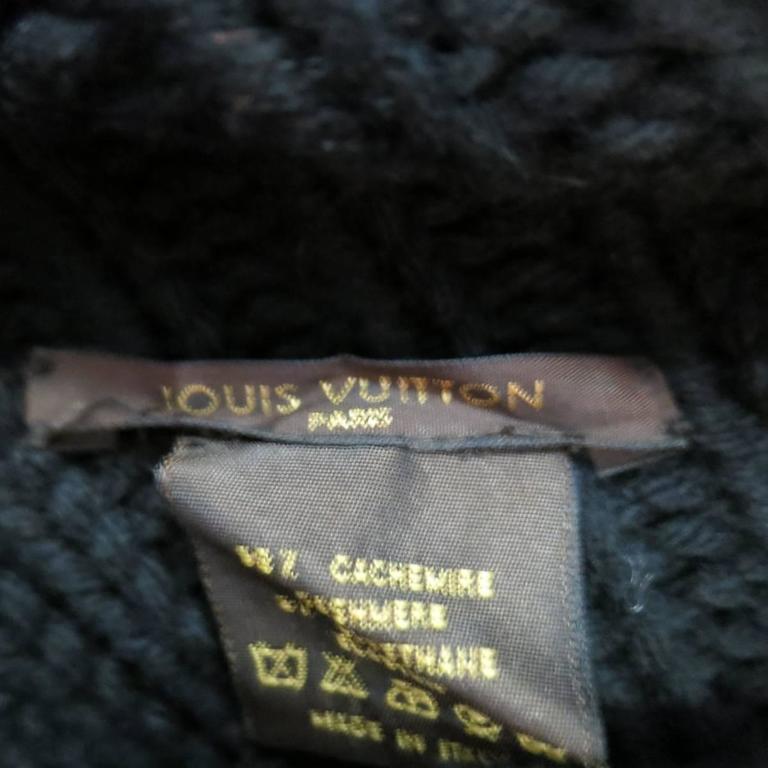 Men's LOUIS VUITTON Size L Black Cashmere Blend Chunky Knit Turtleneck  Sweater