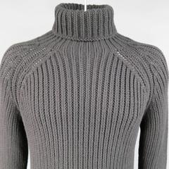 Herren LOUIS VUITTON Größe L Schwarzer Rollkragenpullover aus Kaschmirmischung mit Grobstrick