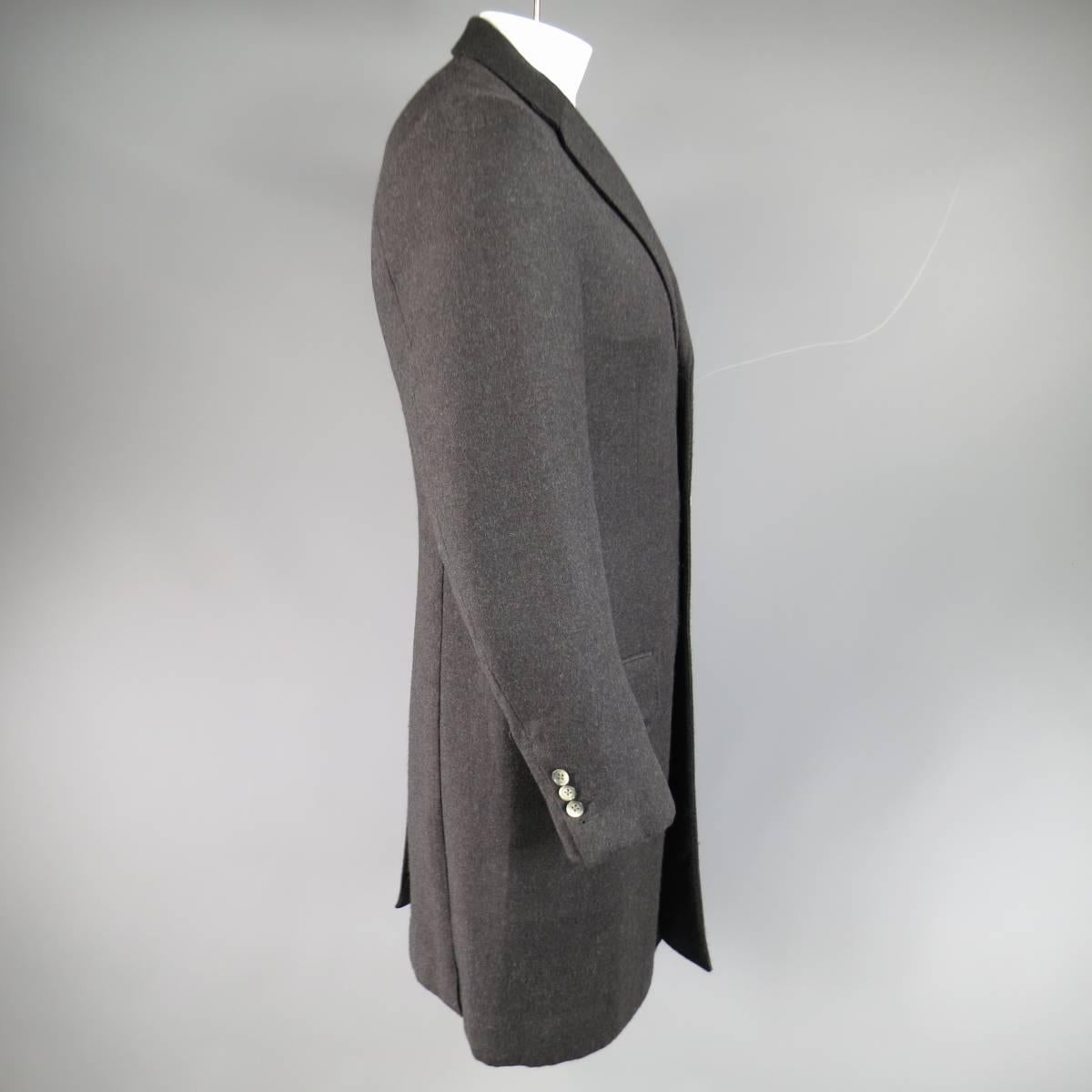 Black Men's ISAIA Coat - 38 Charcoal Wool Blend Notch Lapel 3 Button