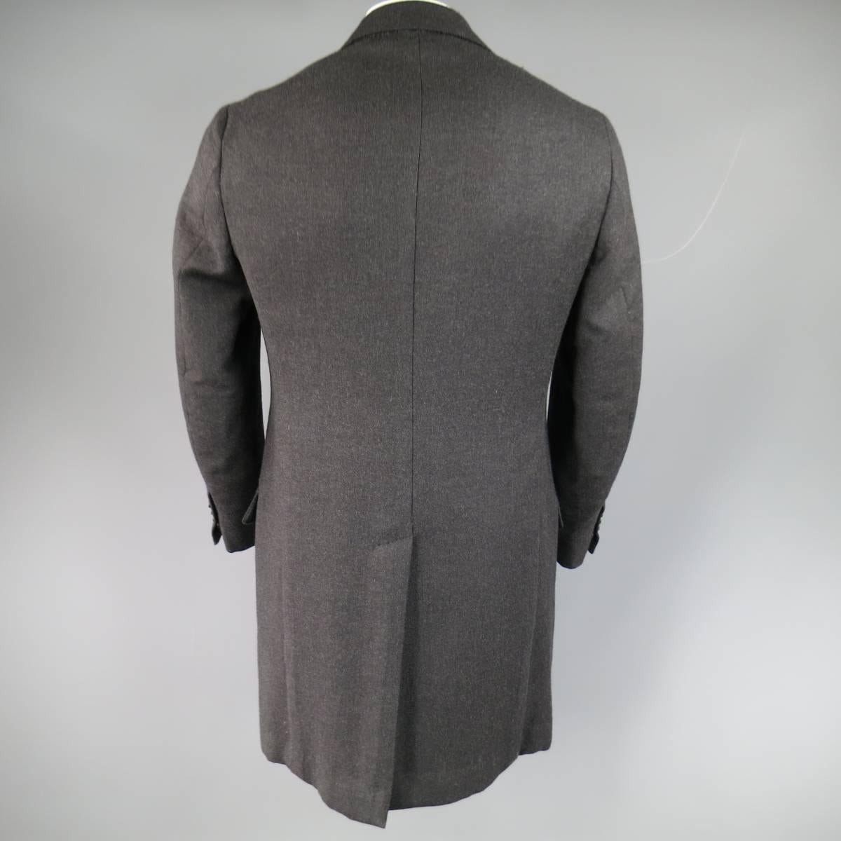 Men's ISAIA Coat - 38 Charcoal Wool Blend Notch Lapel 3 Button 1