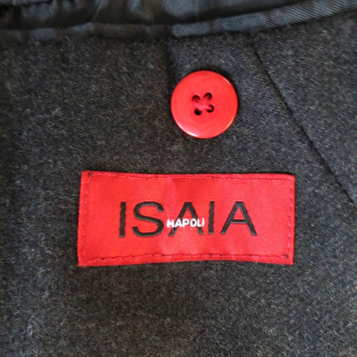 Men's ISAIA Coat - 38 Charcoal Wool Blend Notch Lapel 3 Button 2