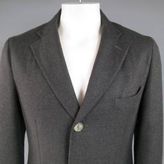 Men's ISAIA Coat - 38 Charcoal Wool Blend Notch Lapel 3 Button