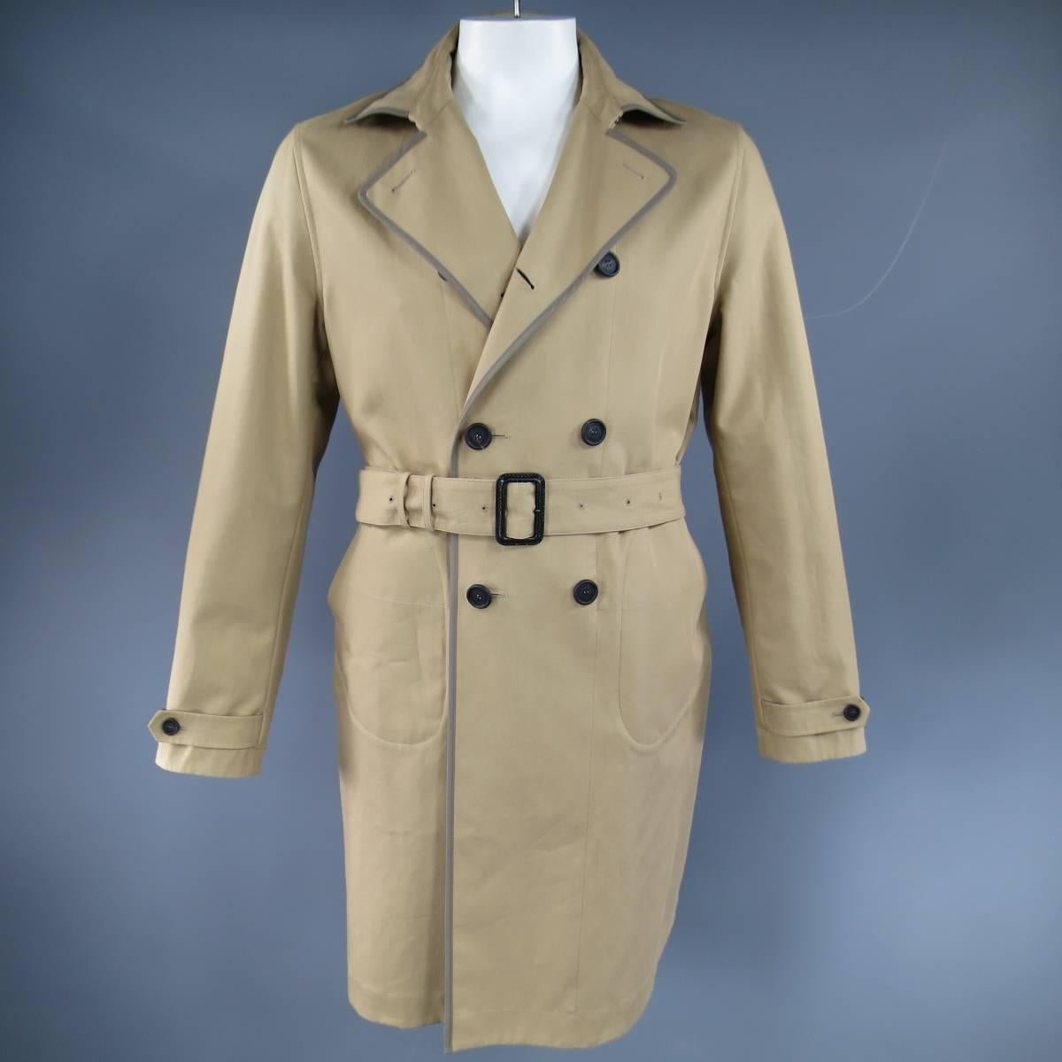 Burberry Prorsum Men's Trench Coat 40 Khaki Jacket In Excellent Condition In San Francisco, CA