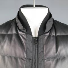 Men's GUCCI 38 Black Leather & Nylon Quilted Down Puffer Jacket