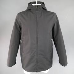 Men's PRADA 40 Black Nylon Double Layered Hooded Rain Jacket