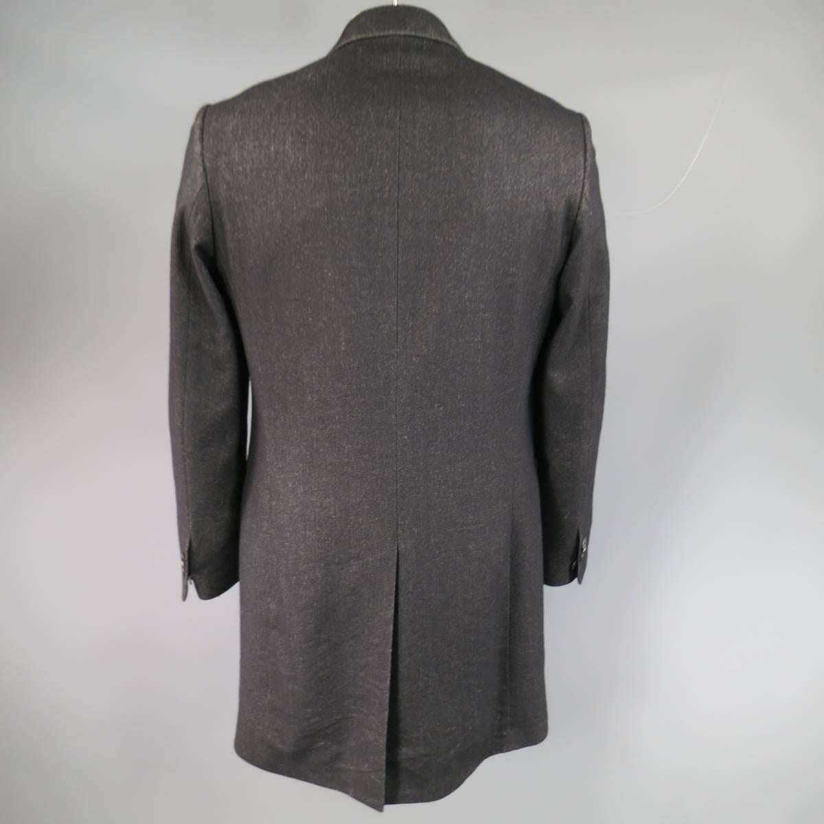 Maison Martin Margiela Men's 40 Black Textured Wool Blend Hidden Placket Coat 2
