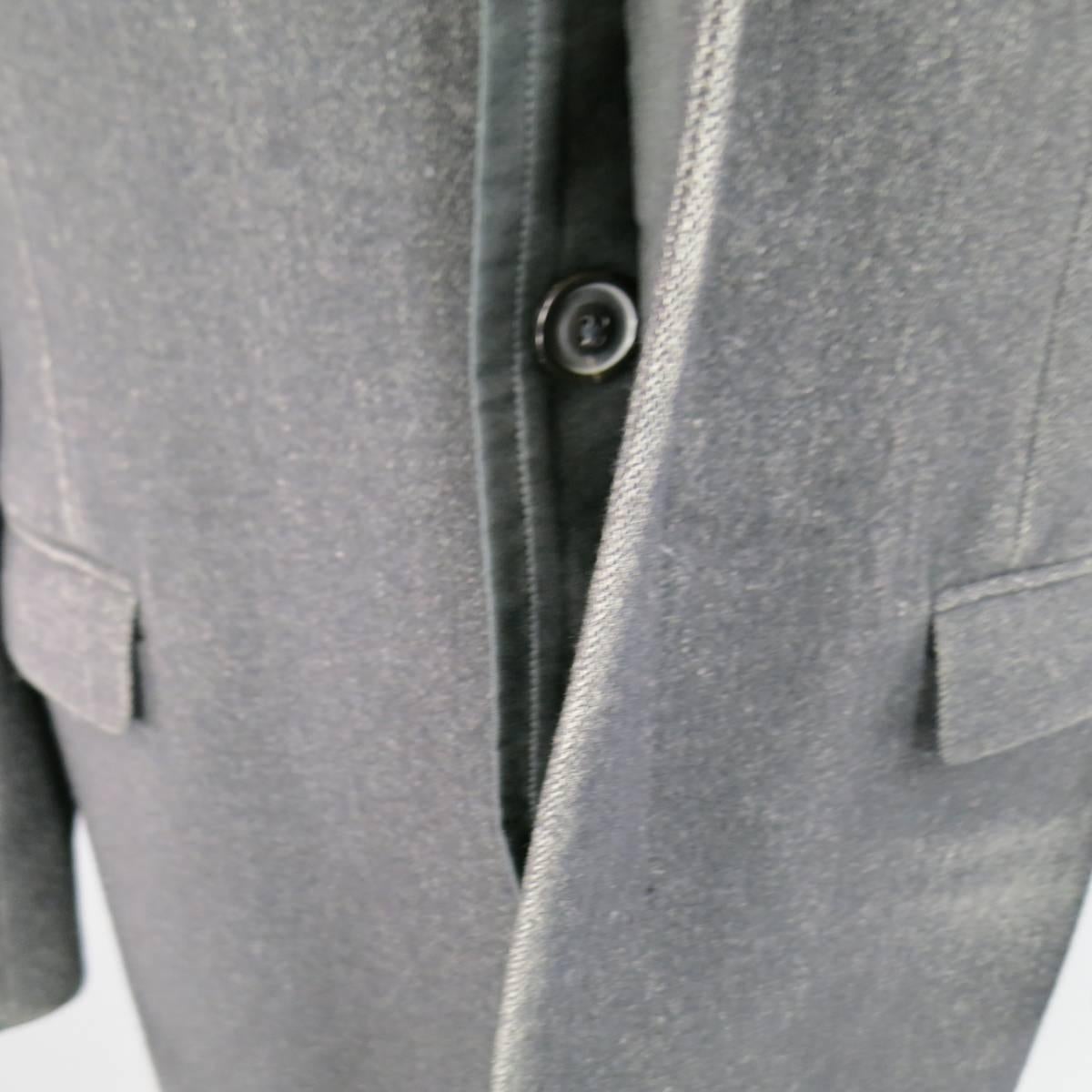 Maison Martin Margiela Men's 40 Black Textured Wool Blend Hidden Placket Coat 1