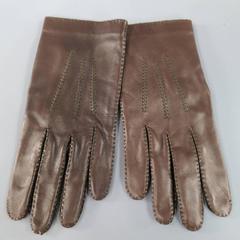 Vintage Deadstock HERMES Size 8 Brown Leather Top Stitch Gloves