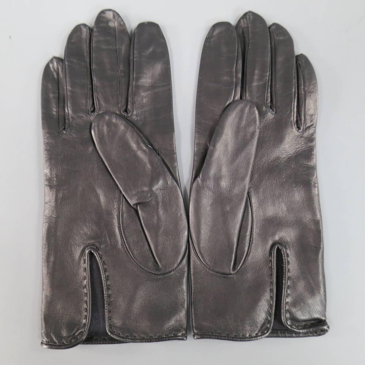 Women's or Men's Vintage HERMES Size 7 1/2 Soft Black Leather Gloves