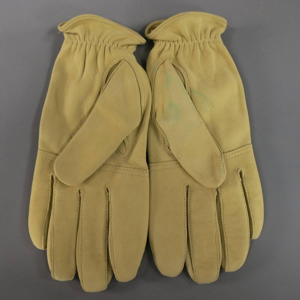 Hermes Vintage Size 7 1/2 Beige Leather Silver Snap Closure Gloves In Good Condition In San Francisco, CA