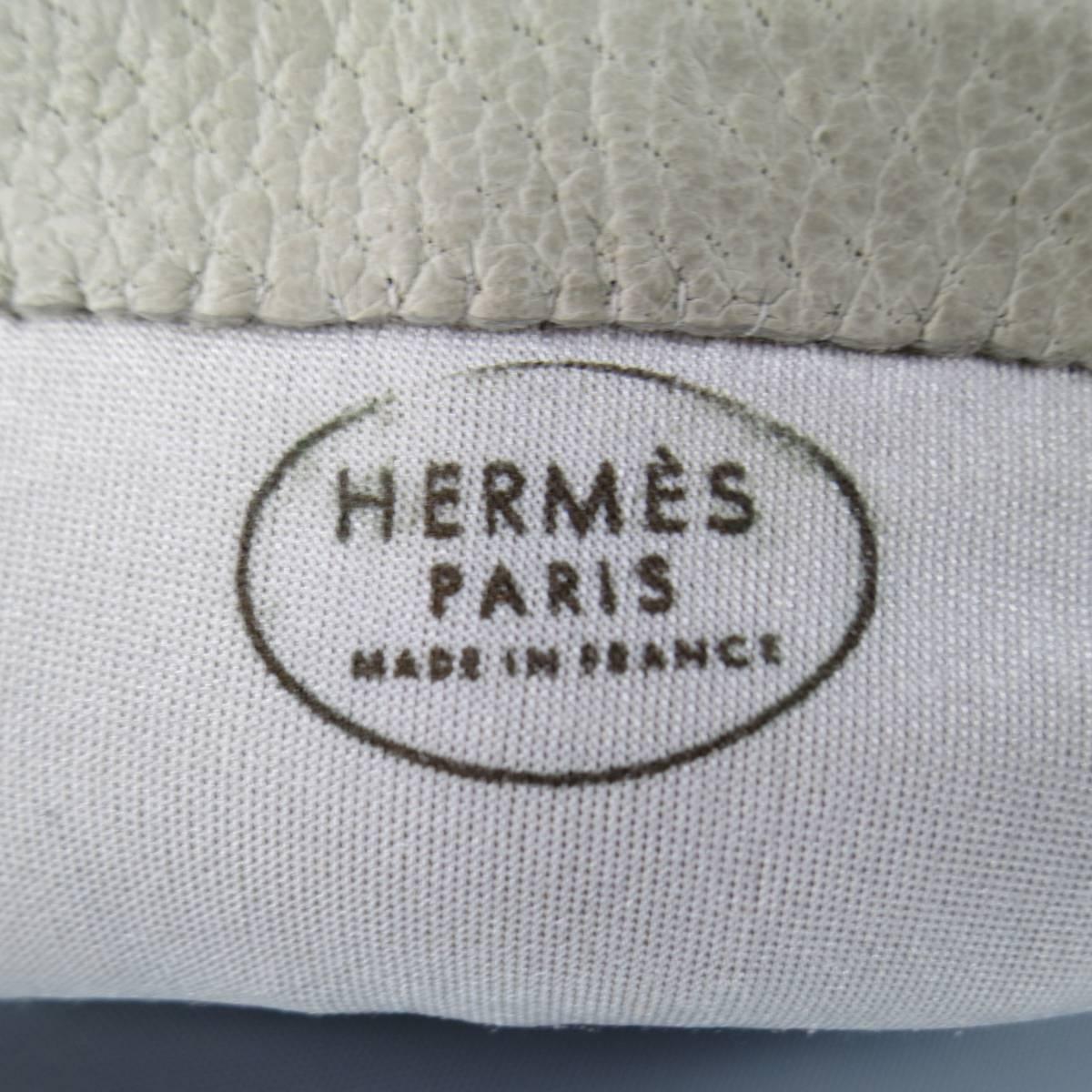 Hermes Vintage Size 7 1/2 Ivory Textured Leather Gloves  2