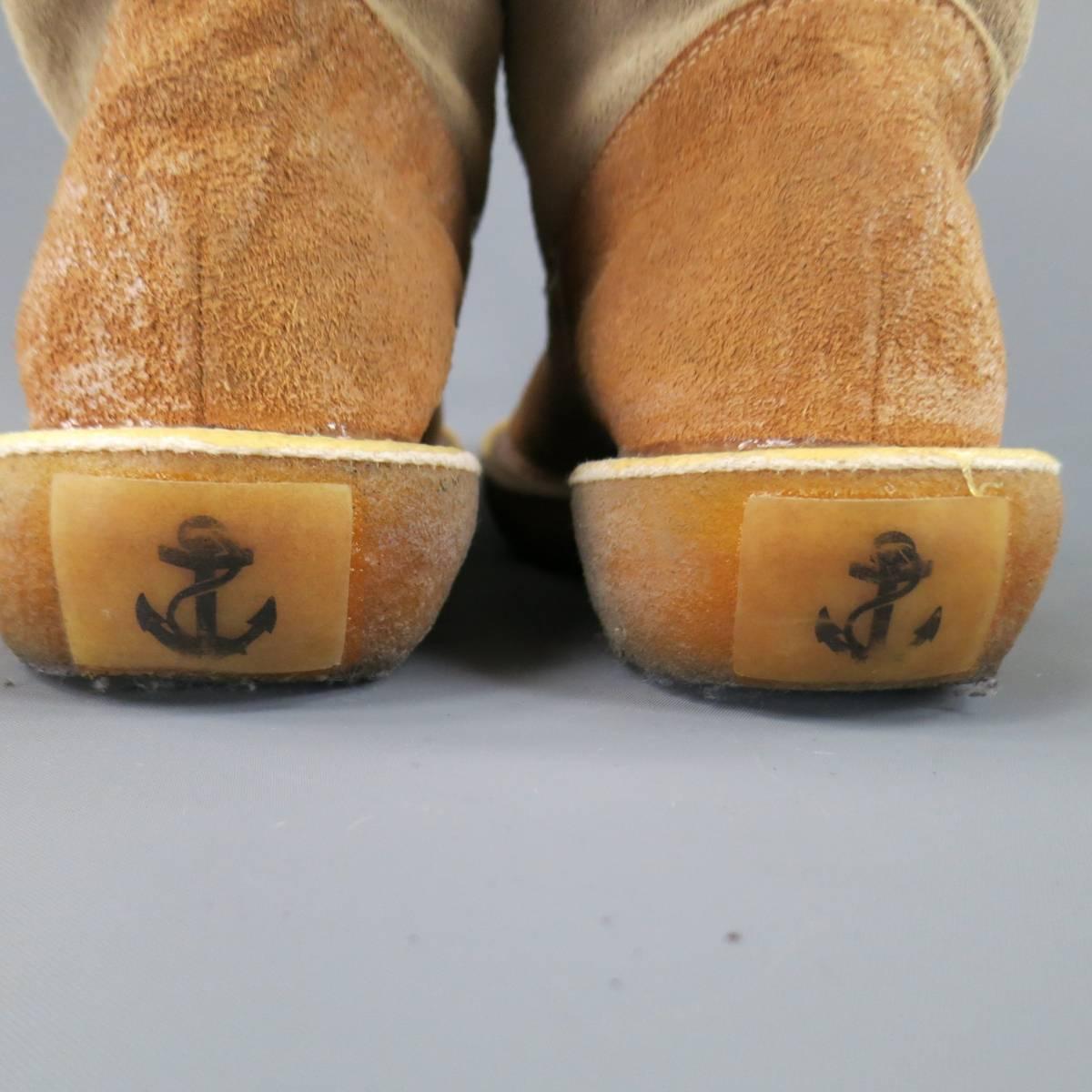 Beige Men's KAPITAL Size 9 Tan & Gray Suede Calf High Popeye Boots
