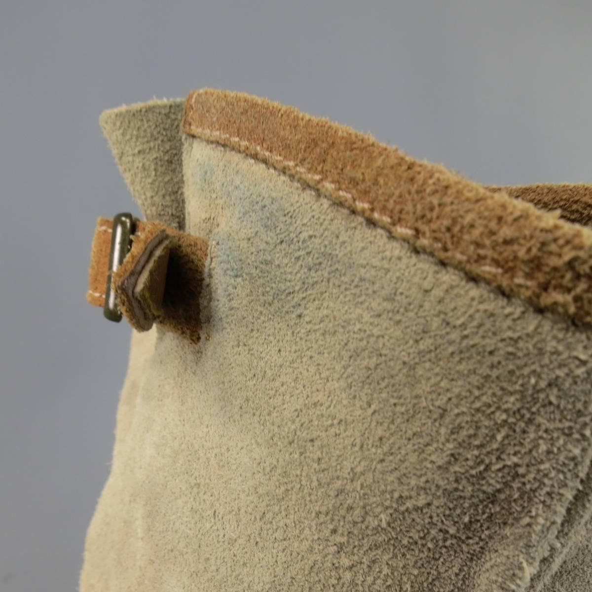 Men's KAPITAL Size 9 Tan & Gray Suede Calf High Popeye Boots In Good Condition In San Francisco, CA