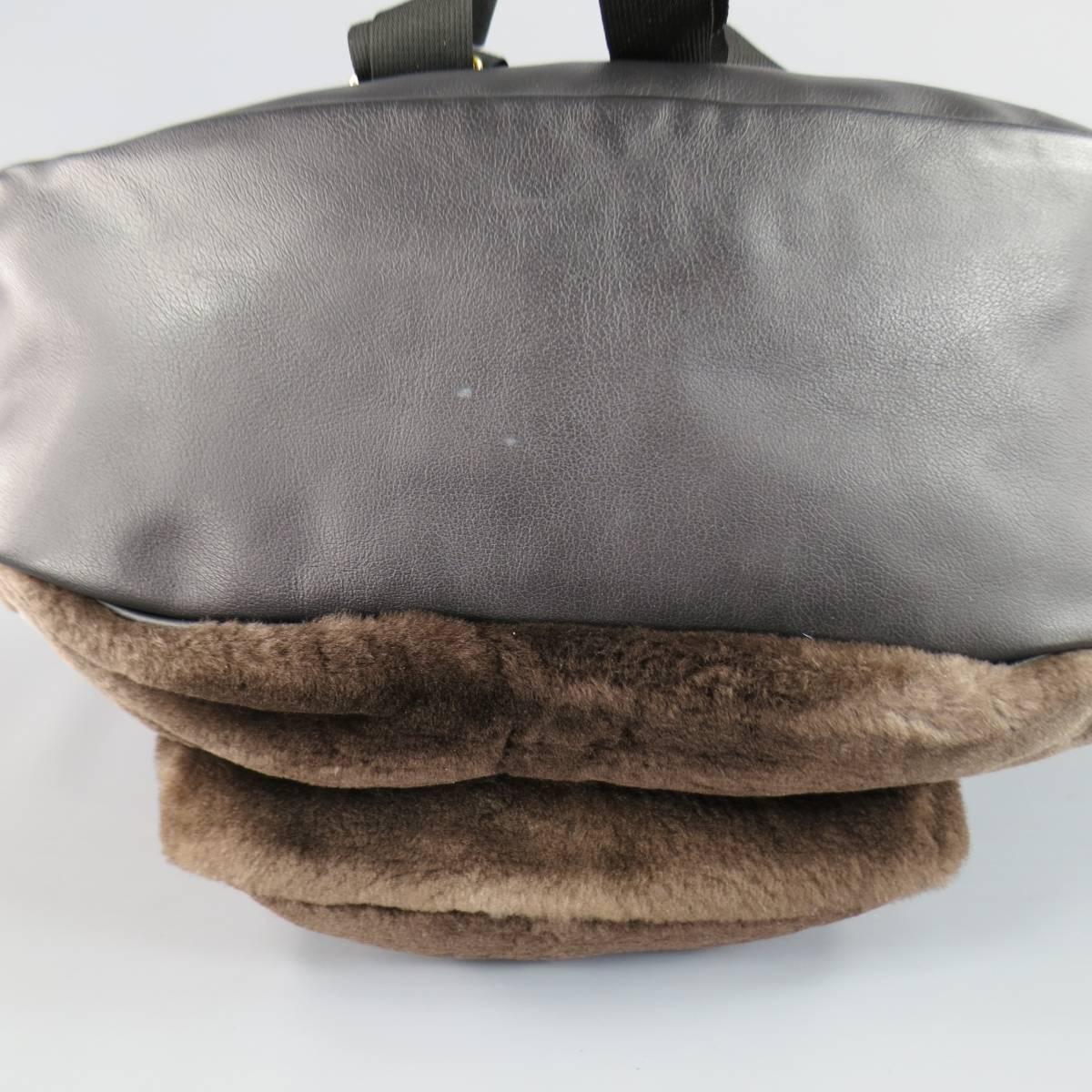 Black MARC JACOBS Taupe Brown Beaver Fur & Leather Backpack