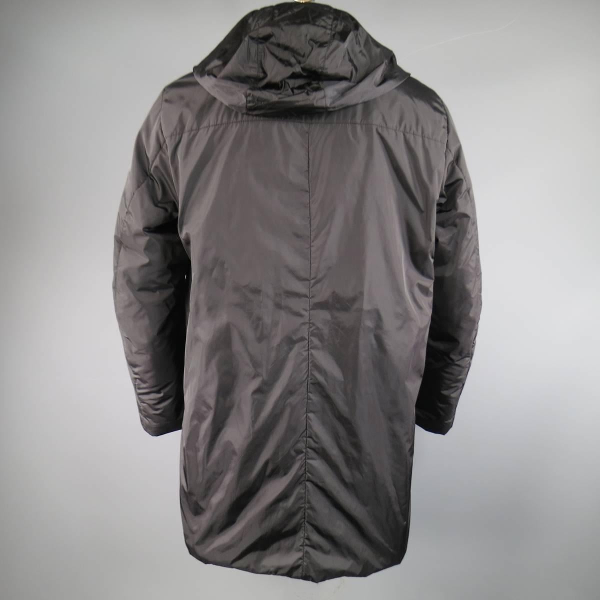 Men's PRADA 40 Black Nylon Double Hooded Rain Jacket 1