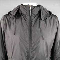 Men's PRADA 40 Black Nylon Double Hooded Rain Jacket