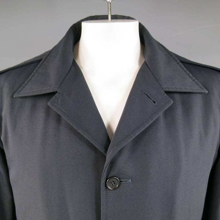 Men's PRADA 46 Navy Canvas Patch Pocket Military Coat For Sale at 1stdibs