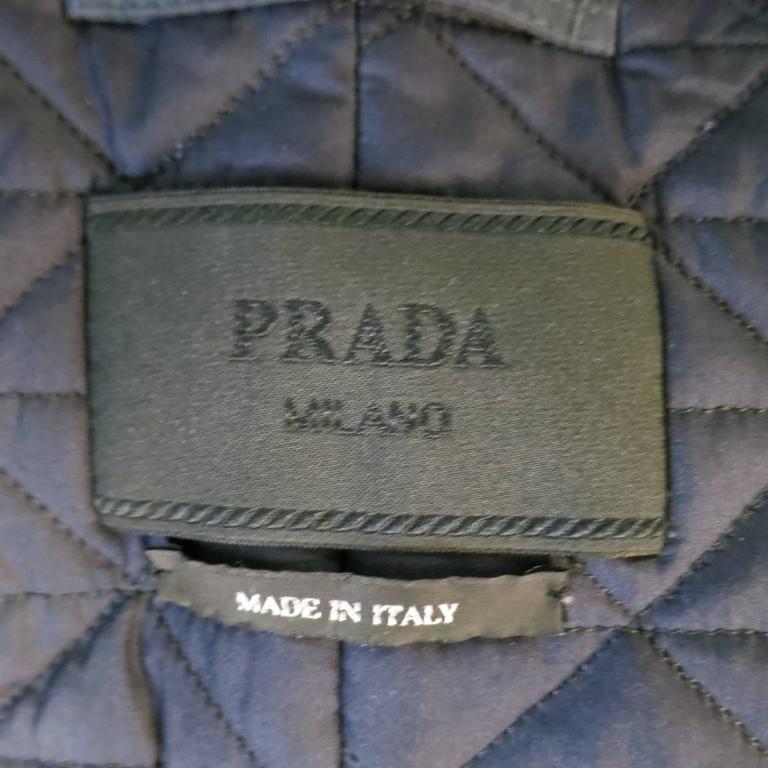 Men's PRADA 46 Navy Canvas Patch Pocket Military Coat For Sale at 1stdibs