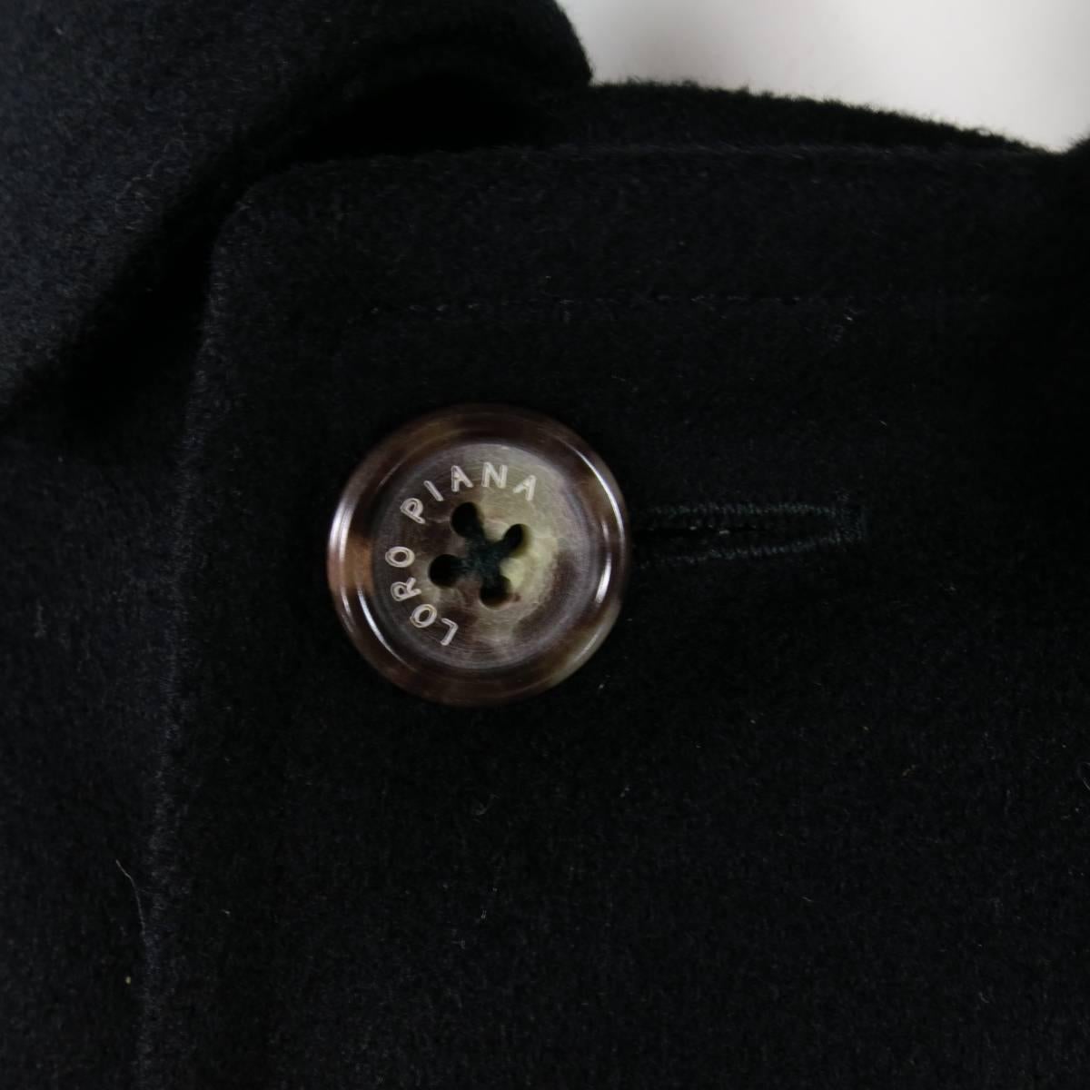 Men's LORO PIANA 42 Black Cashmere Yellow Storm System Lining Hidden Placket Coa In Excellent Condition In San Francisco, CA
