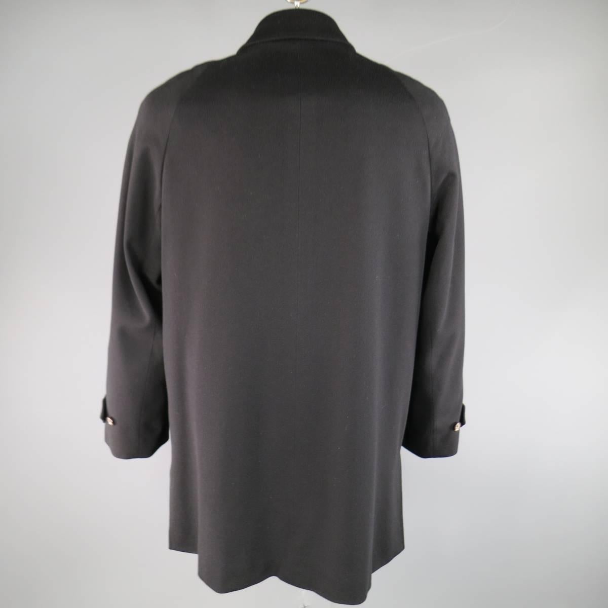 Men's LORO PIANA 42 Black Cashmere Yellow Storm System Lining Hidden Placket Coa 2