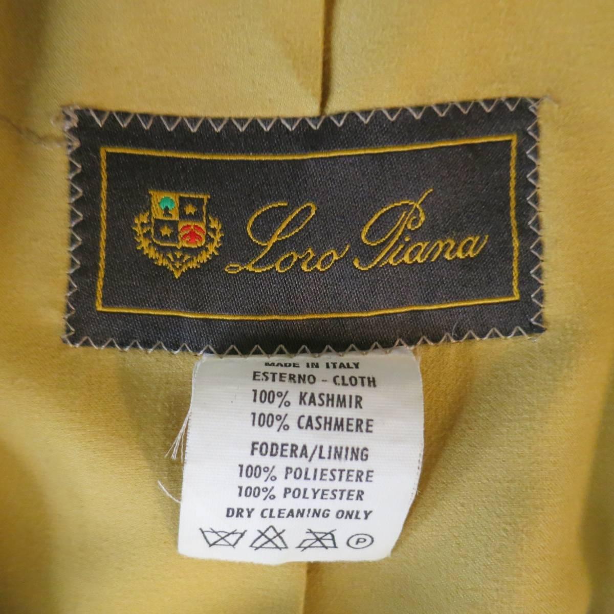 Men's LORO PIANA 42 Black Cashmere Yellow Storm System Lining Hidden Placket Coa 3