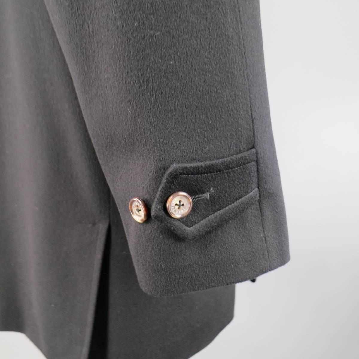 Men's LORO PIANA 42 Black Cashmere Yellow Storm System Lining Hidden Placket Coa 1