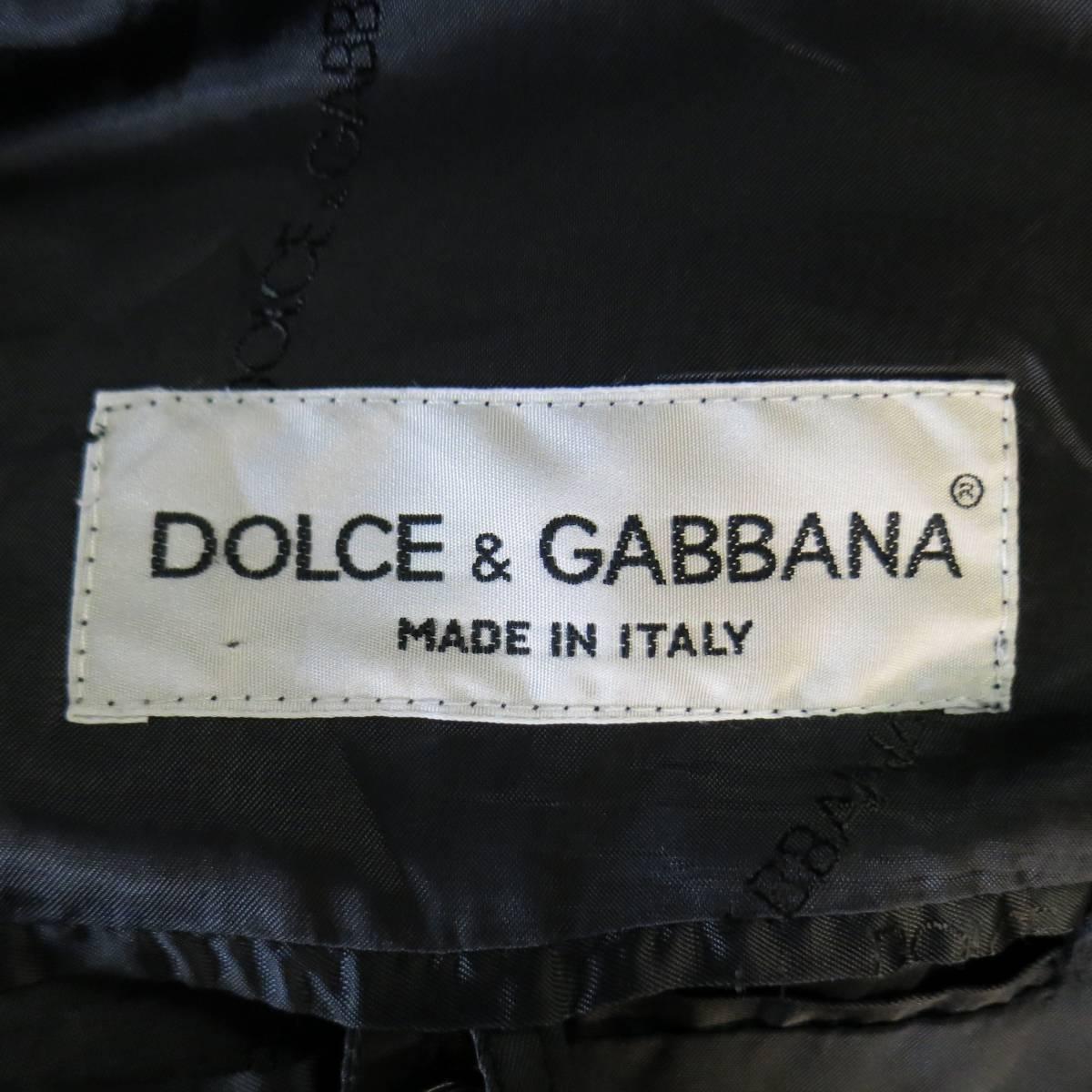 Black Men's DOLCE & GABBANA 40 Navy Wool Blend Brown Faux Fur Collar Coat