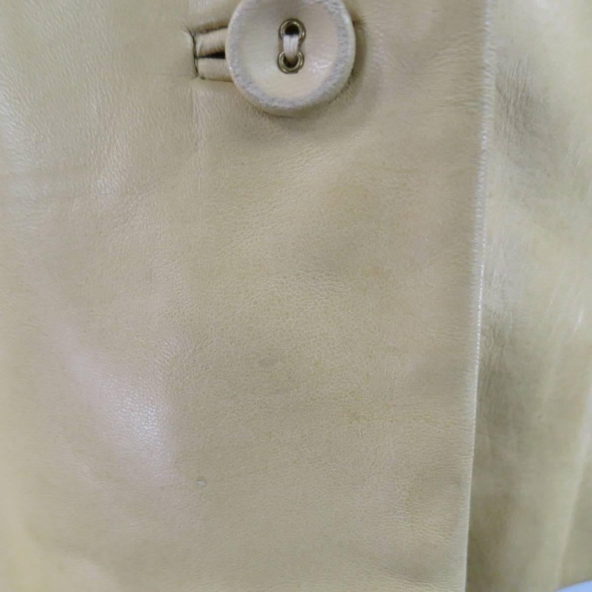 OSCAR DE LA RENTA Size S Beige Leather Collared Vest Top 3