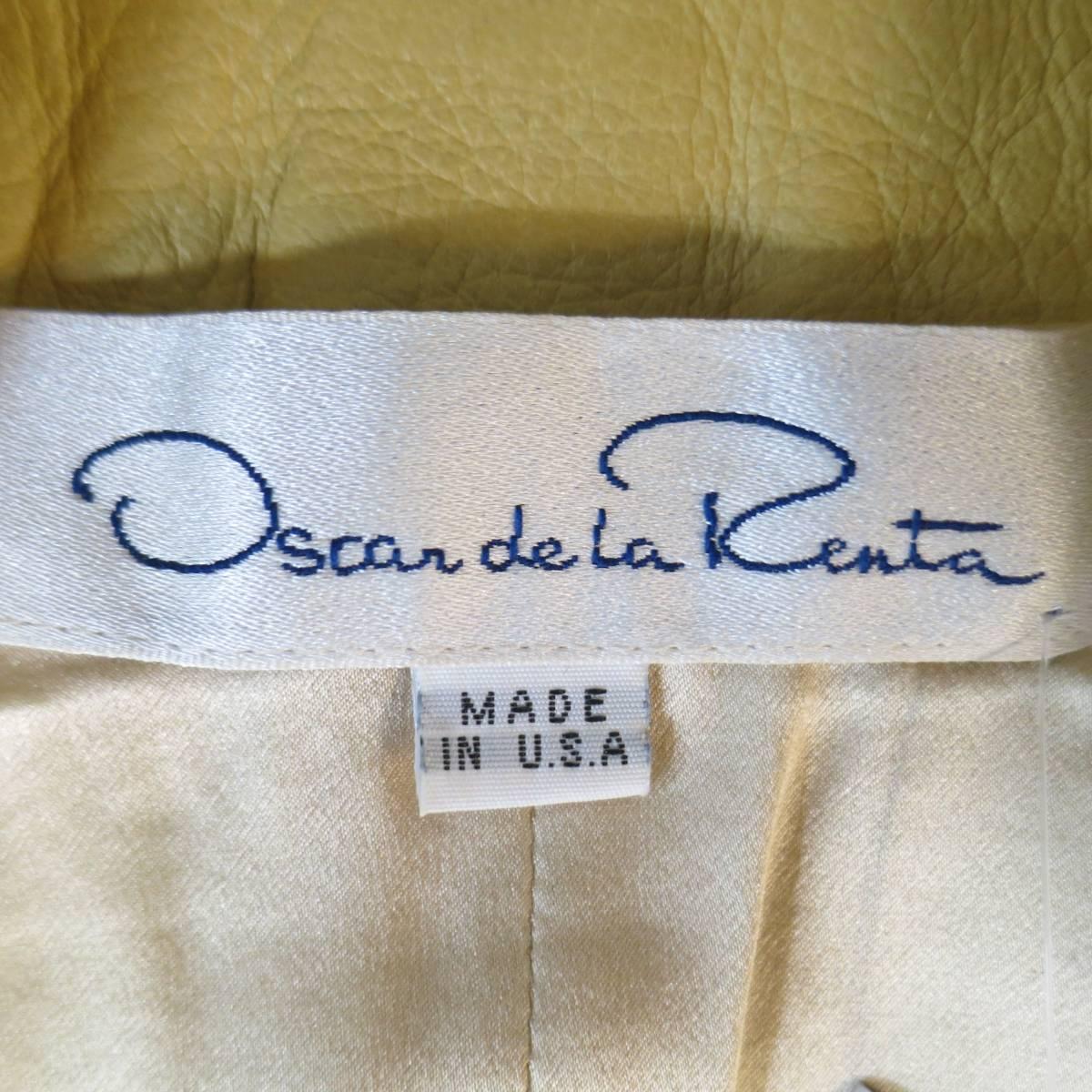OSCAR DE LA RENTA Size S Beige Leather Collared Vest Top 6