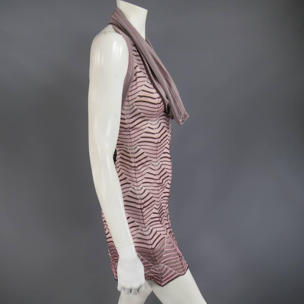 MISSONI Pink & Brown Cowl Neck Halter Top - Small  In New Condition In San Francisco, CA