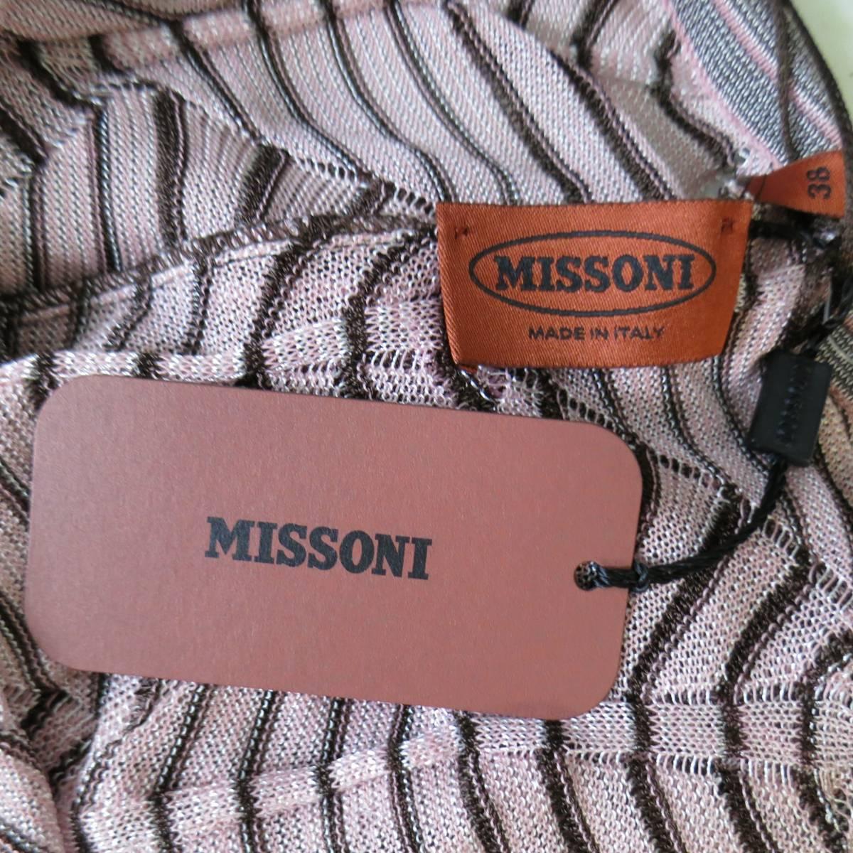 MISSONI Pink & Brown Cowl Neck Halter Top - Small  3