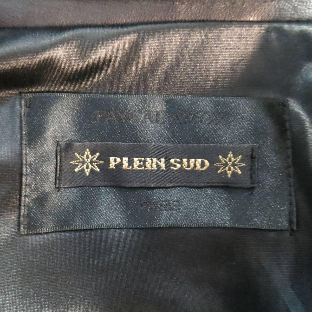 PLEIN SUD Size 4 Black Grid Quilted Leather Trim Moto Jacket 3