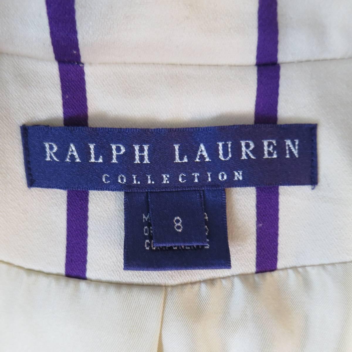 RALPH LAUREN Collection 8 Cream & Purple Striped Embellished Equestrian Jacket 2