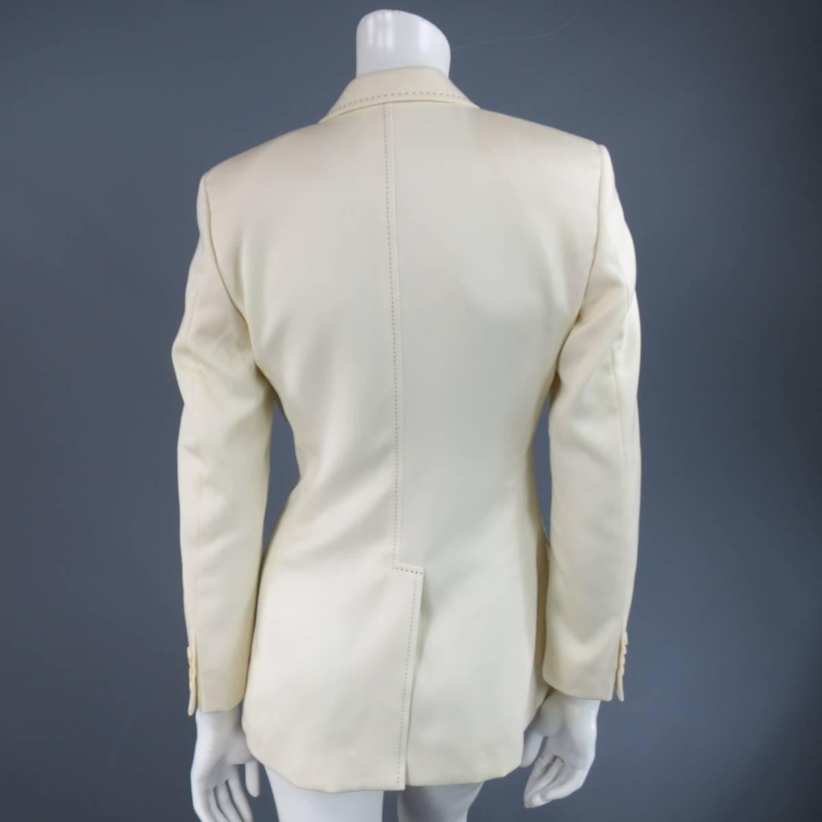 CHLOE Jacket - Size 4 Cream Wool Black Contrast Stitch Sport Coat Riding 1