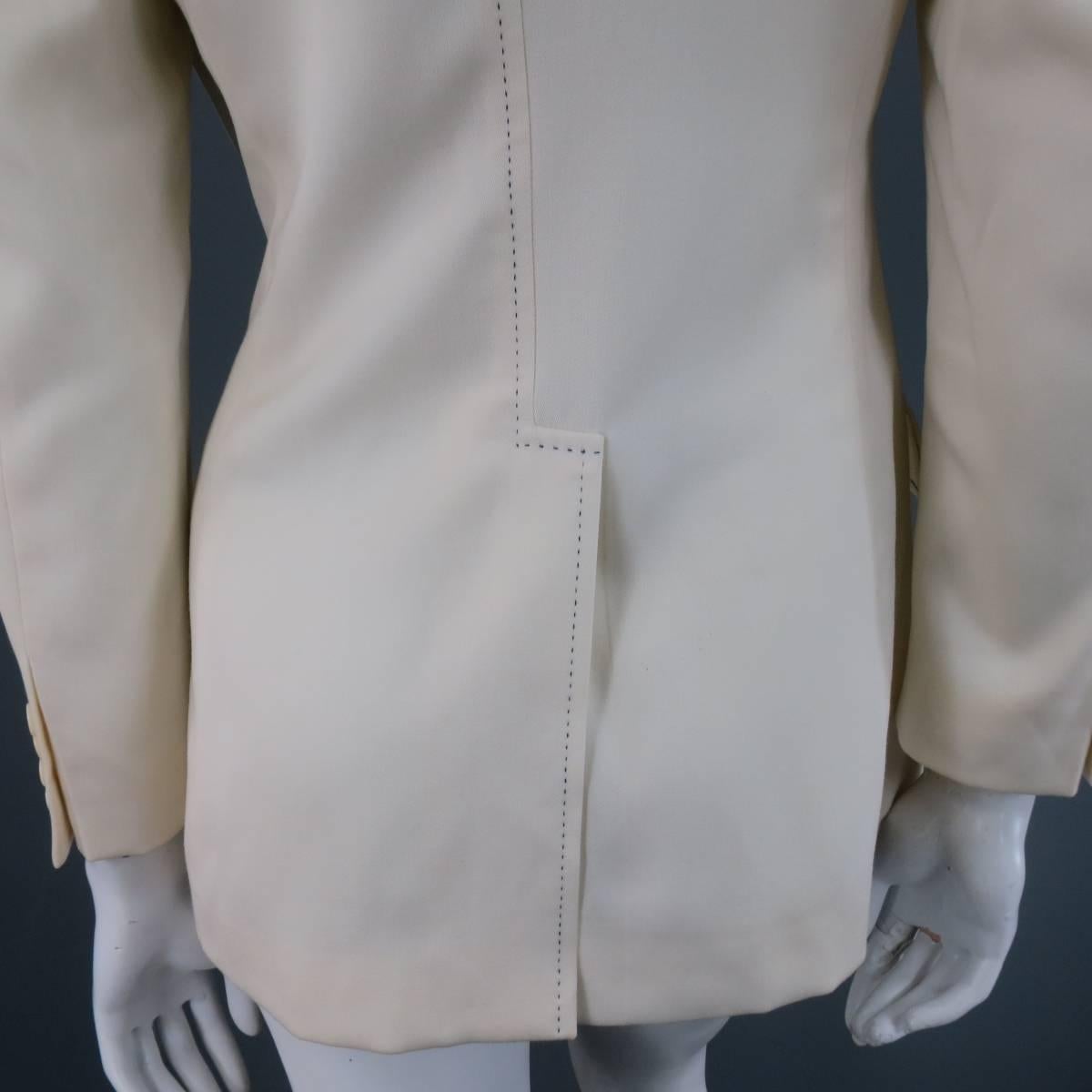 CHLOE Jacket - Size 4 Cream Wool Black Contrast Stitch Sport Coat Riding 3
