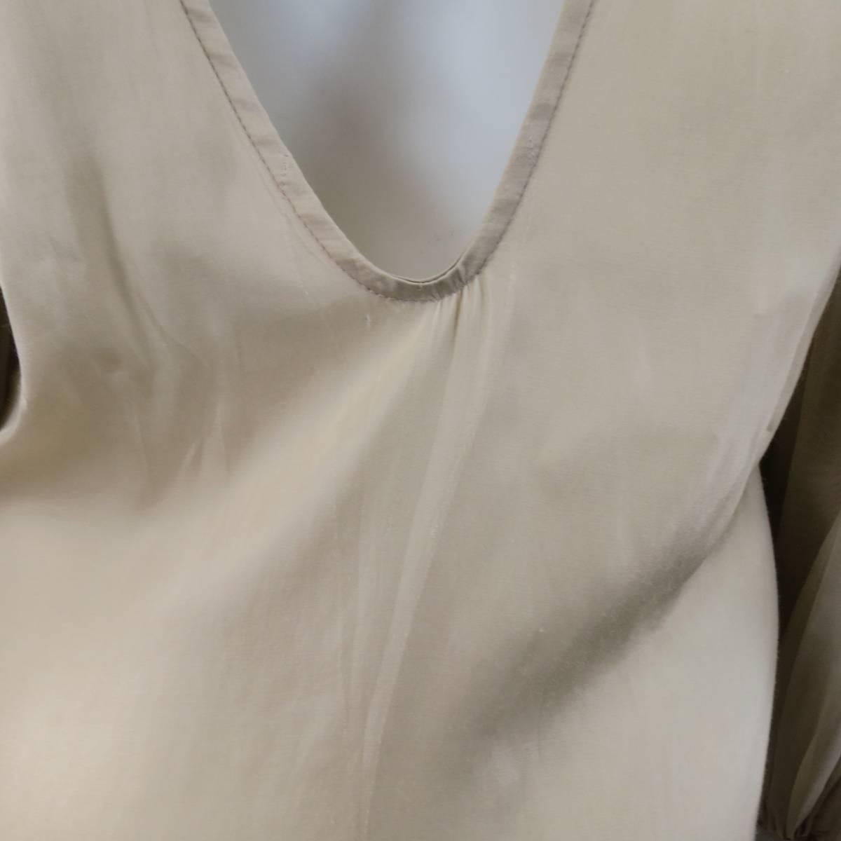 STELLA McCARTNEY Size 8 Beige Silk Blend Pleated Baloon Sleeve Mini Dress 5