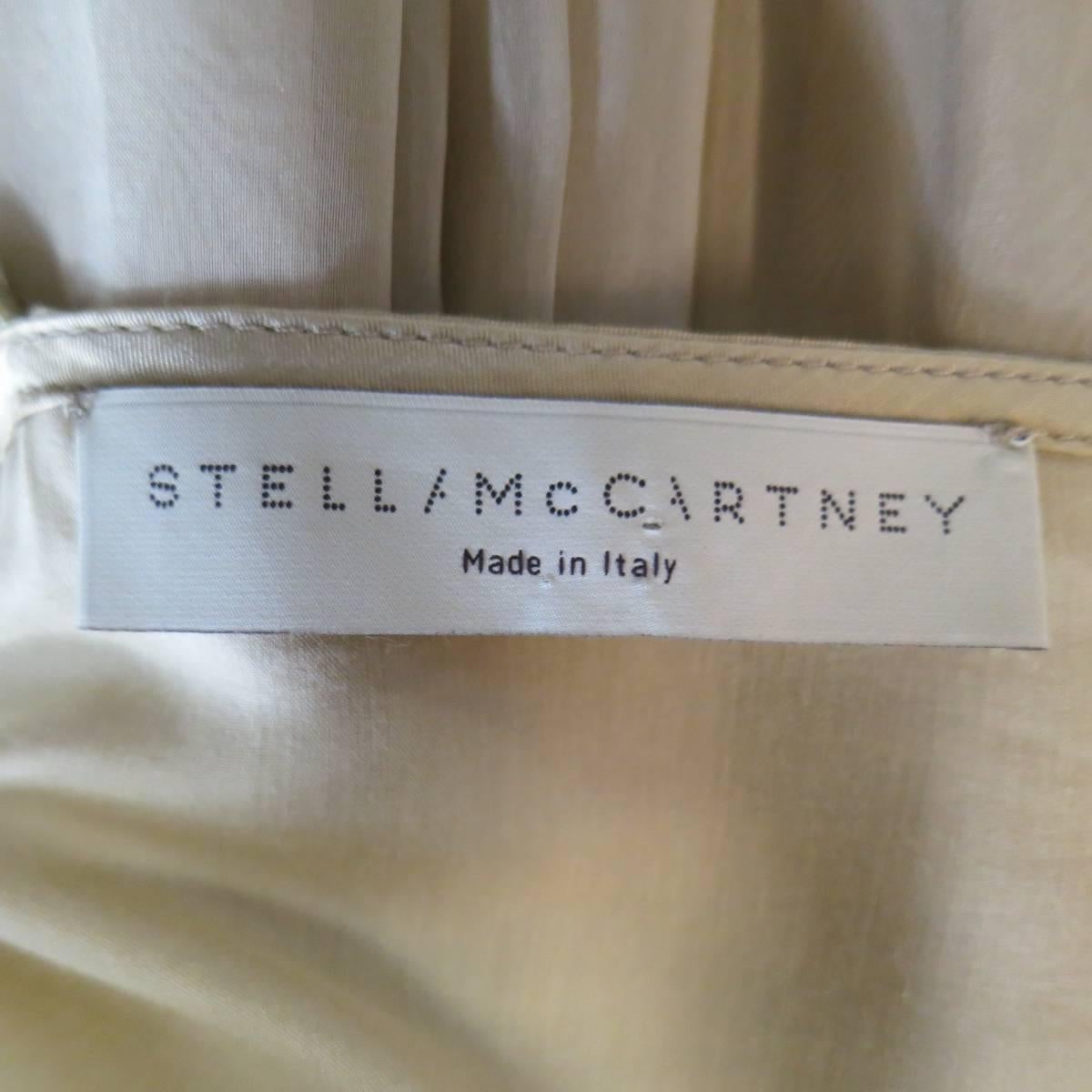 STELLA McCARTNEY Size 8 Beige Silk Blend Pleated Baloon Sleeve Mini Dress 6