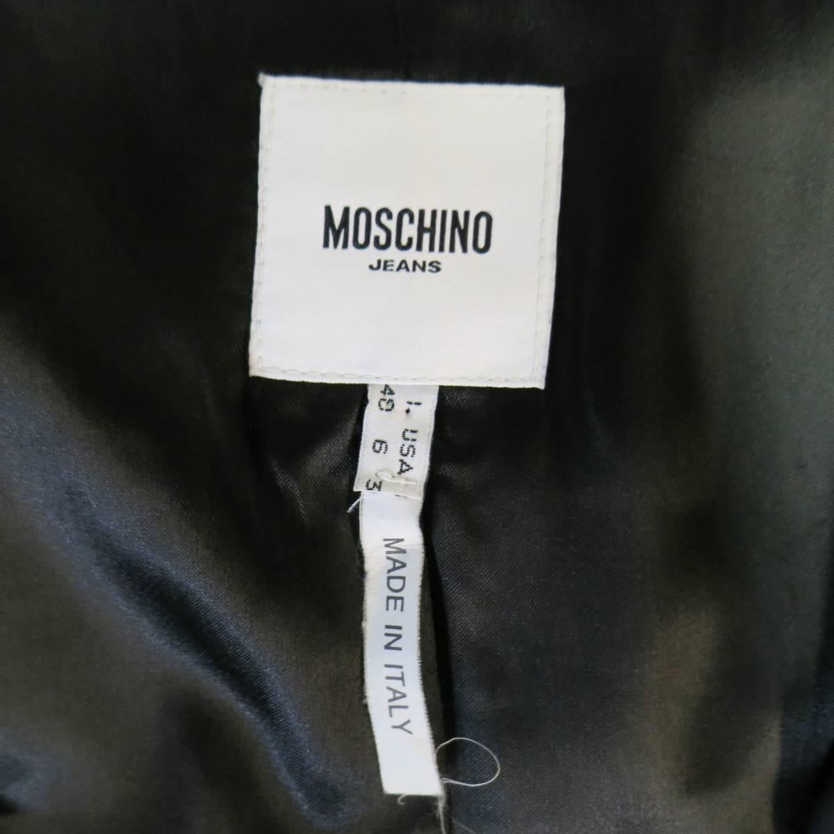 MOSCHINO Jeans Size 6 Black Cotton / Nylon Wide Collar Rainbow Cuff TrenchCoat 5