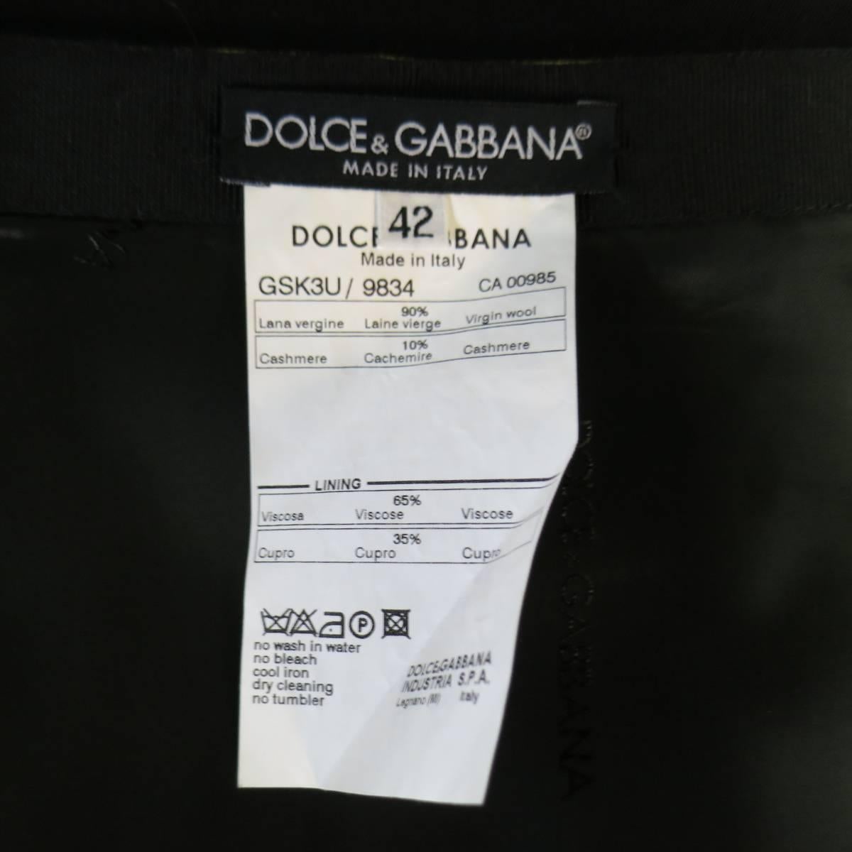 Women's DOLCE & GABBANA Size 6 Black & Yellow Color Block Wool Cashmere Blend Mini Skirt