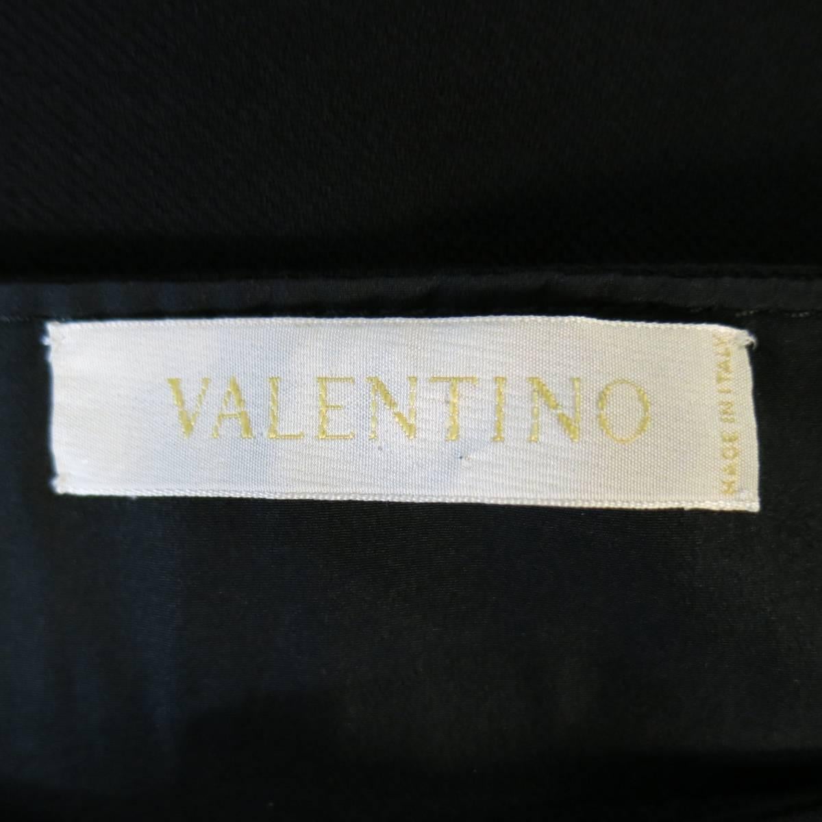 VALENTINO Size 2 Black Wool Double Belt Pencil Skirt 1