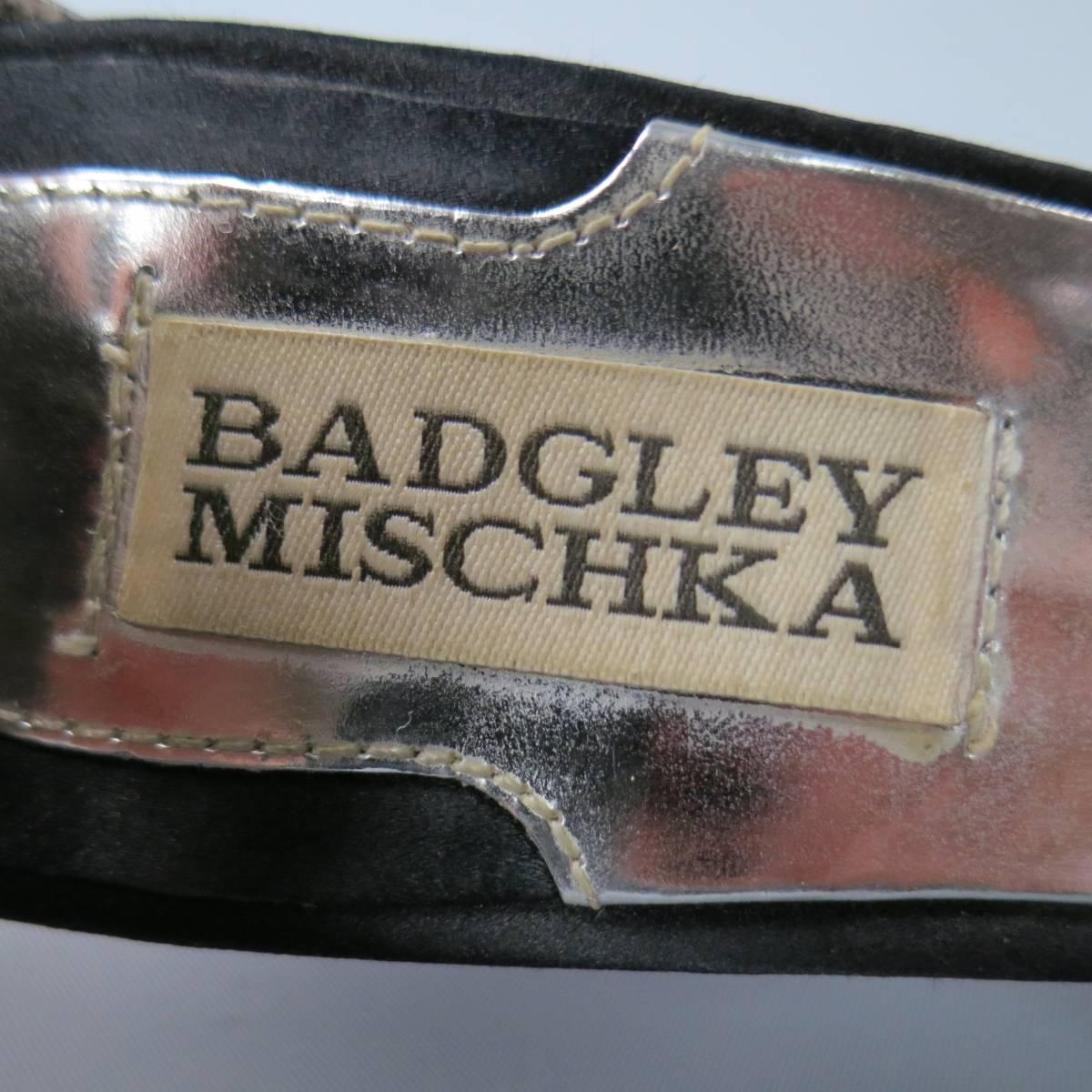 BADGLEY MISCHKA Size 7.5 Metallic Crystal Cross Strap Leather Sandals 2