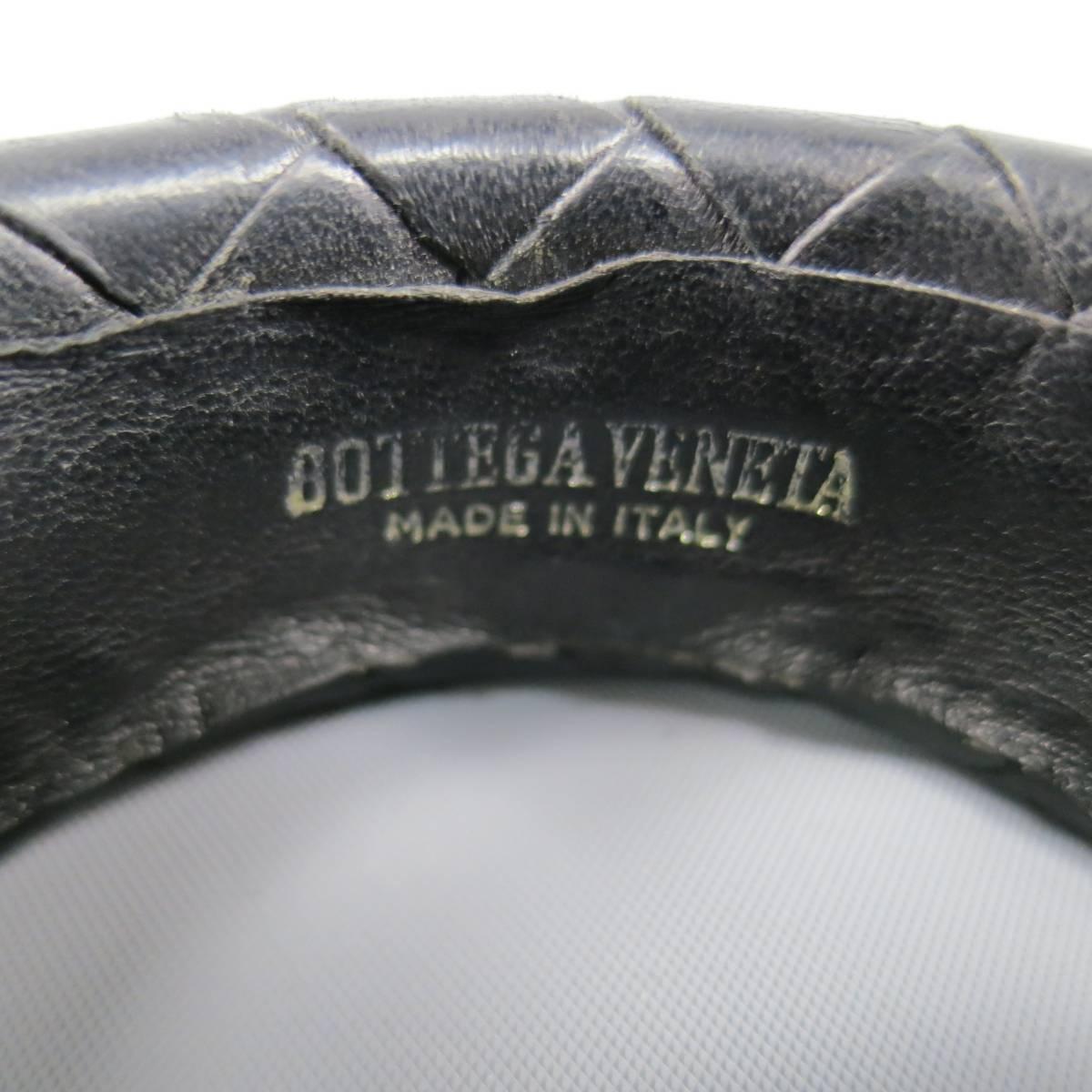 Bottega Veneta Black Woven Intrecciato Leather Bangle Bracelet  In Good Condition In San Francisco, CA