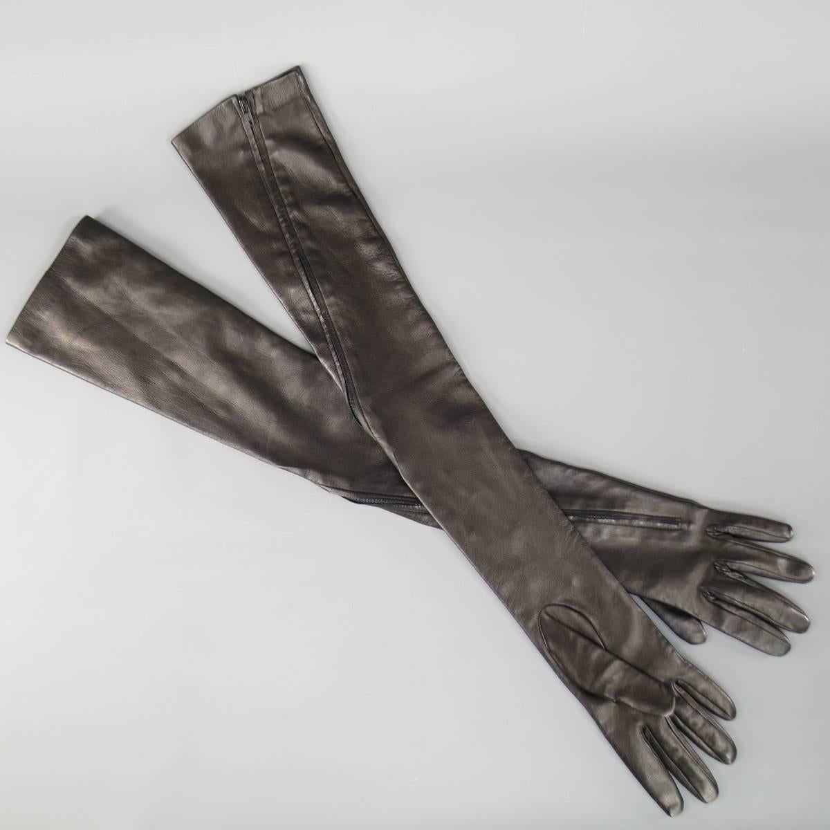 black leather elbow gloves