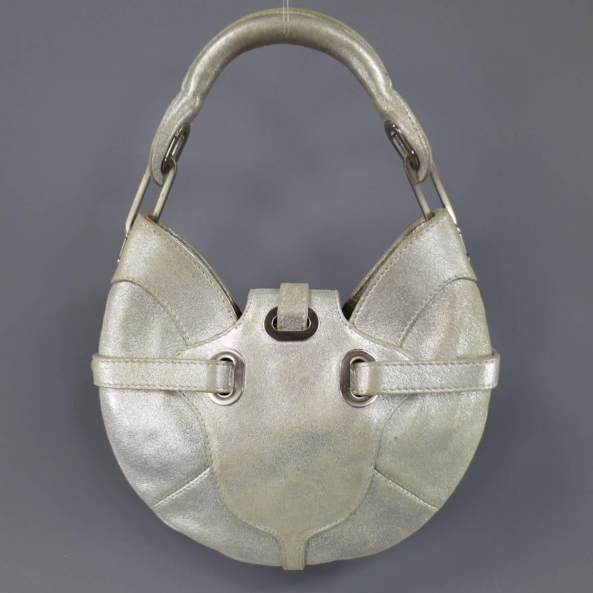 Women's JIMMY CHOO Purse - Handbag - Metallic Silver Leather Mini Tulita Hobo