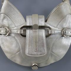 JIMMY CHOO Purse - Handbag - Metallic Silver Leather Mini Tulita Hobo